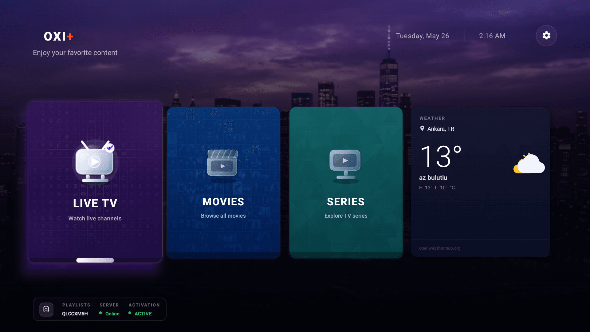OxiPlus TV Interface